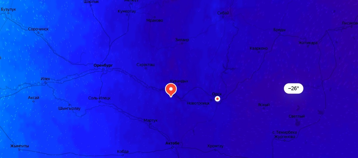    Самые холодные места в Оренбургской области сегодня на востоке региона