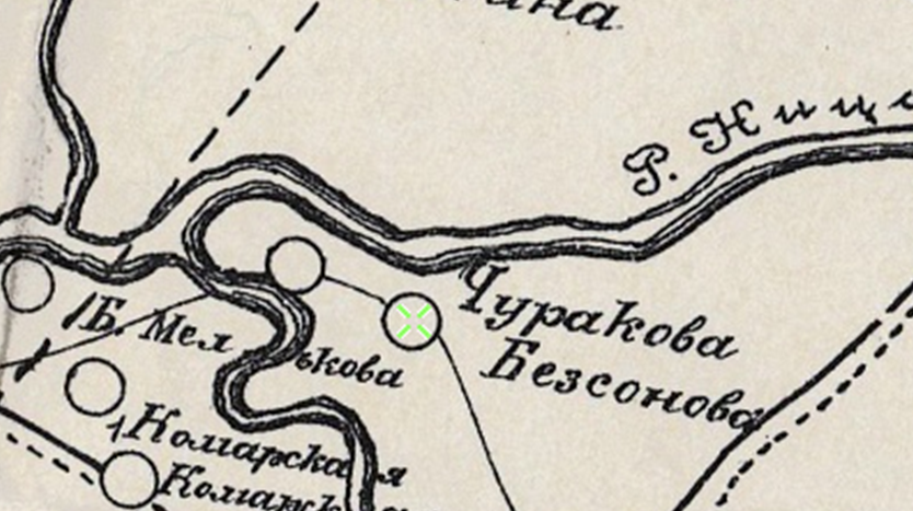 Фрагмент карты Ирбитского уезда 1908 года.