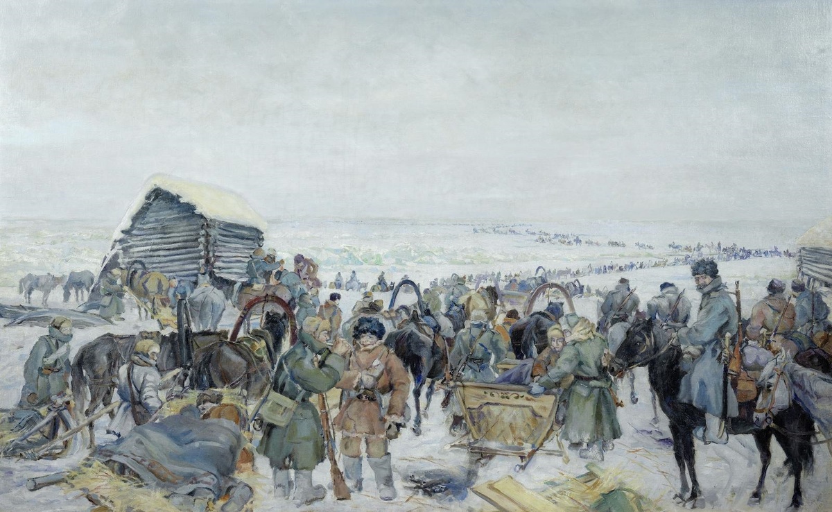 Отступление колчаковцев глазами участника Сибирского Ледяного похода, художника П. И. Сафонова. 