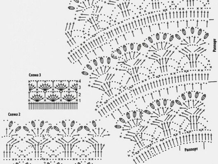 24 схемы круговых кокеток для вязания крючком. Ажур крючком. Вязание крючком.