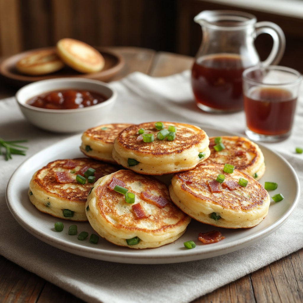 🍽️ Оладьи с беконом и зелёным луком: пышное угощение для всей семьи 🍽️