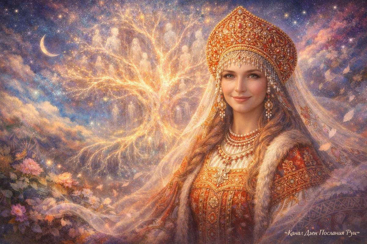 Портрет Матери Рода у Древа Рода
Мать Рода смотрит на Вас с доброй улыбкой: сильная связь с Родом пробуждается через руны. Онлайн гадание и бесплатное гадание для тех, кто чувствует зов предков и видит Древо Рода.