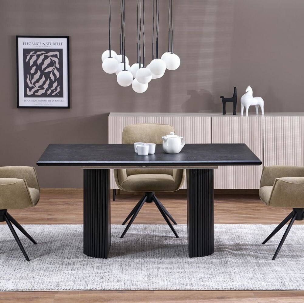 Стол обеденный Halmar BOLERO 160 (черный дуб/черный)