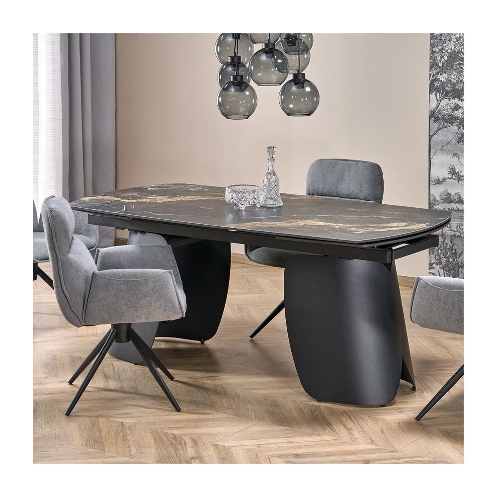 Стол обеденный Halmar FORUM 180 (черный мрамор/черный)