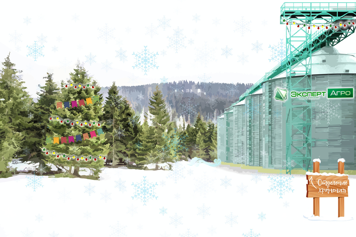 Элеватор в зимнем лесу