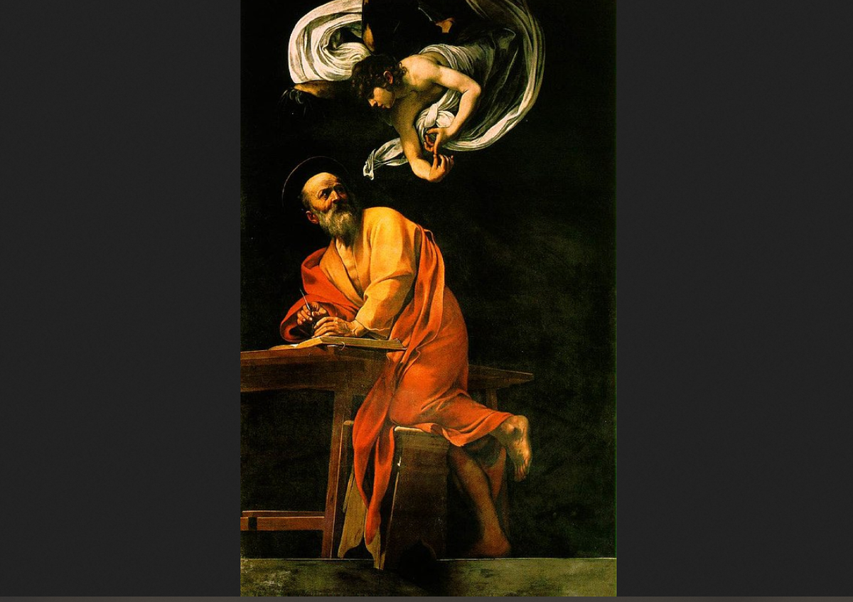 Караваджо. «Святой Матфей и ангел», 1599-1602.