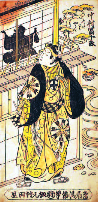 Актер Накамура Томидзюро I в двойной роли в неизвестной пьесе, 1742 год. 