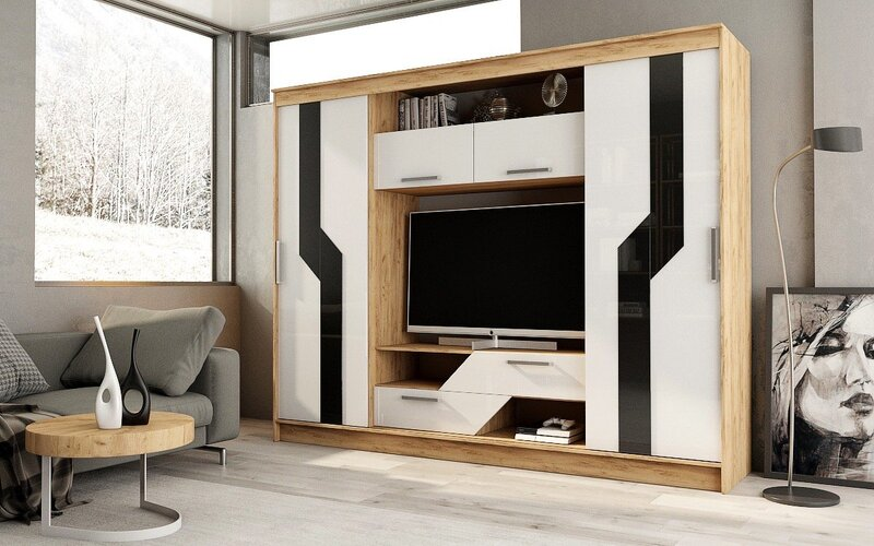 Гостиная Кармен дуб вотан-белый гладкий