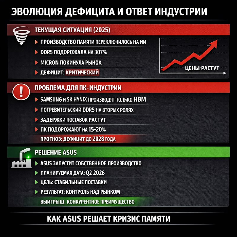 Инфографика-сравнение показывающая ситуацию на рынке памяти.