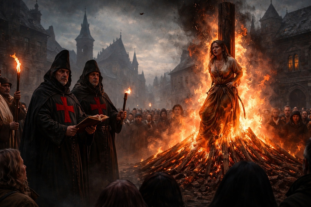 «Ради веры» Инквизиция (XIII–XVII века, Европа)
Еретиков и ведьм сжигали на кострах, пытали, заставляли сознаваться под угрозой смерти.
Мотив: «спасти душу» и очистить верующих от греха.