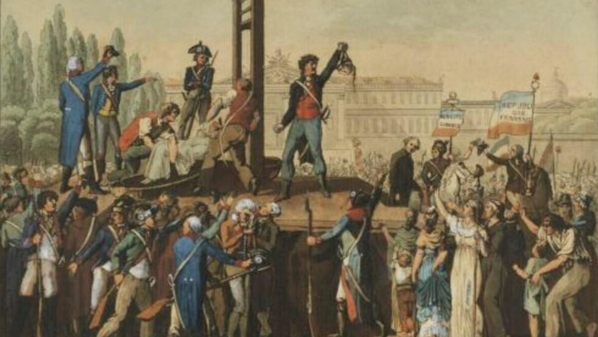«Ради порядка» Французская революция и термидорианский террор (1793–1794)
Сотни тысяч людей казнили через гильотину, чтобы поддерживать «новый порядок» и устранять «врагов революции». Пример: казнь короля Людовика XVI и тысячи «контрреволюционеров» — считалось необходимым для порядка, а не из личной ненависти.