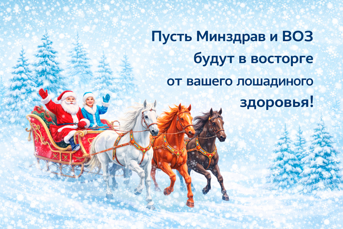 Новогодняя открытка с лошадью