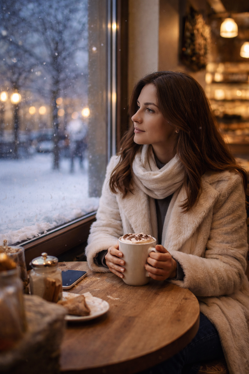 Ая взрослая с чашкой какао