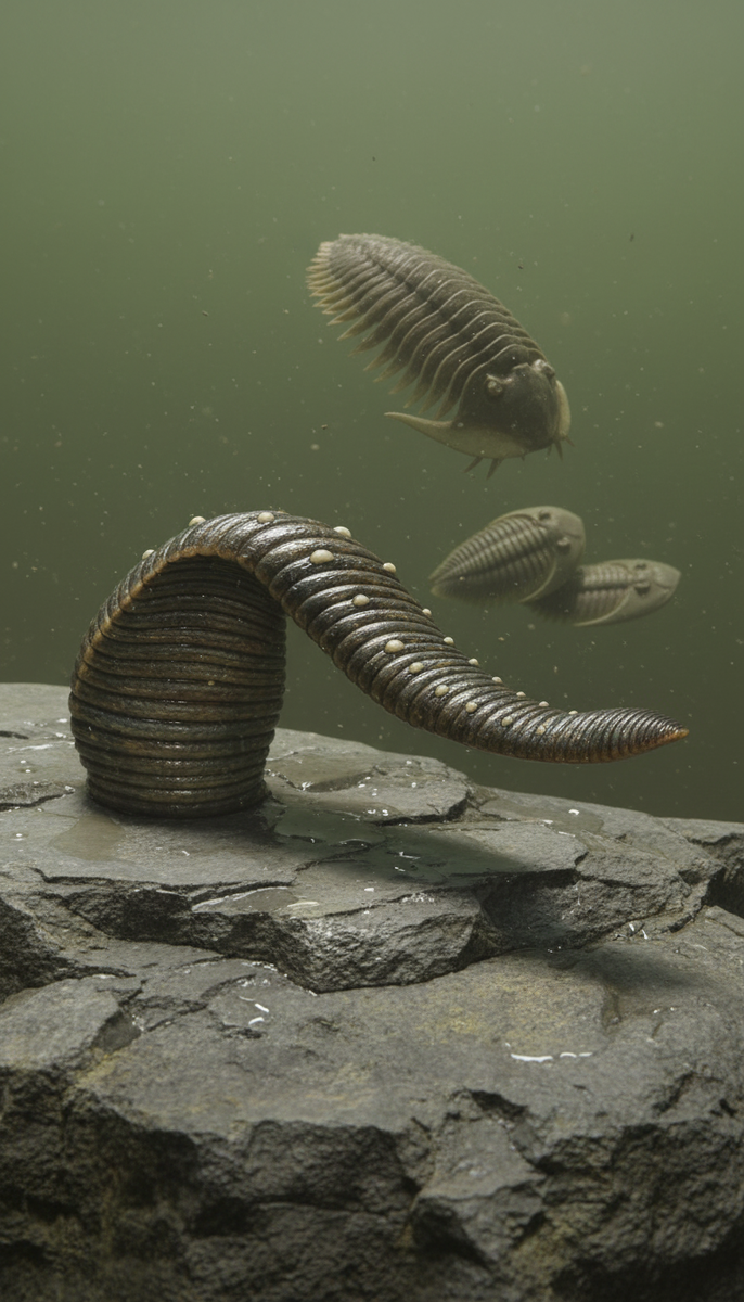 Вымершая пиявка Macromyzon siluricus, современная фото реконструкция
