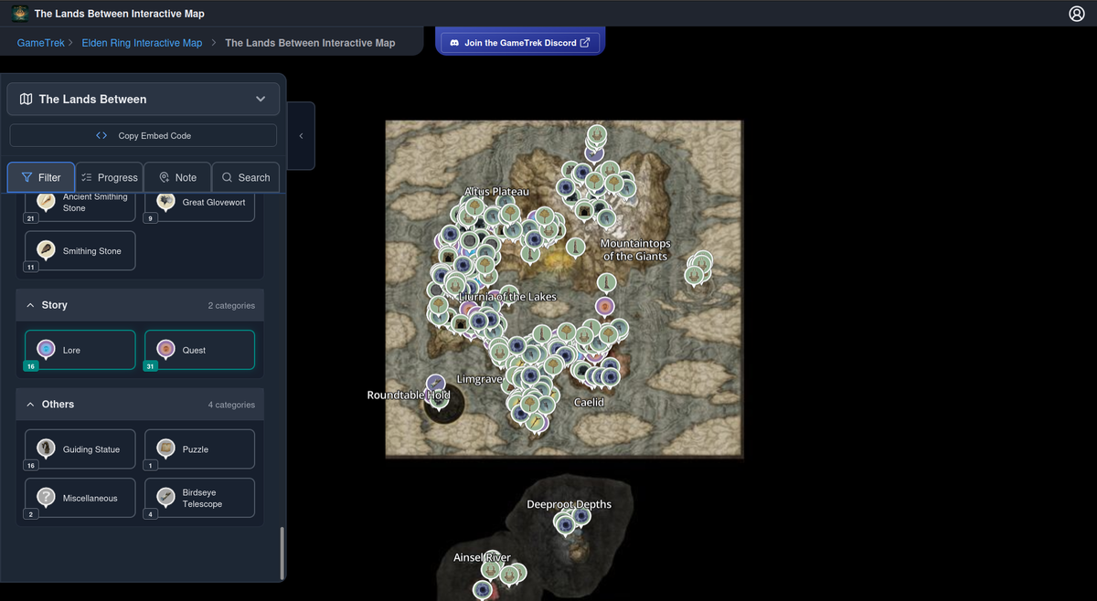 Скриншот интерактивной карты GMTreks. 