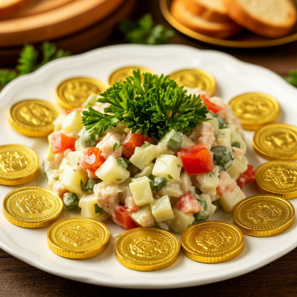 Золотое какое-то в этом году оливье...