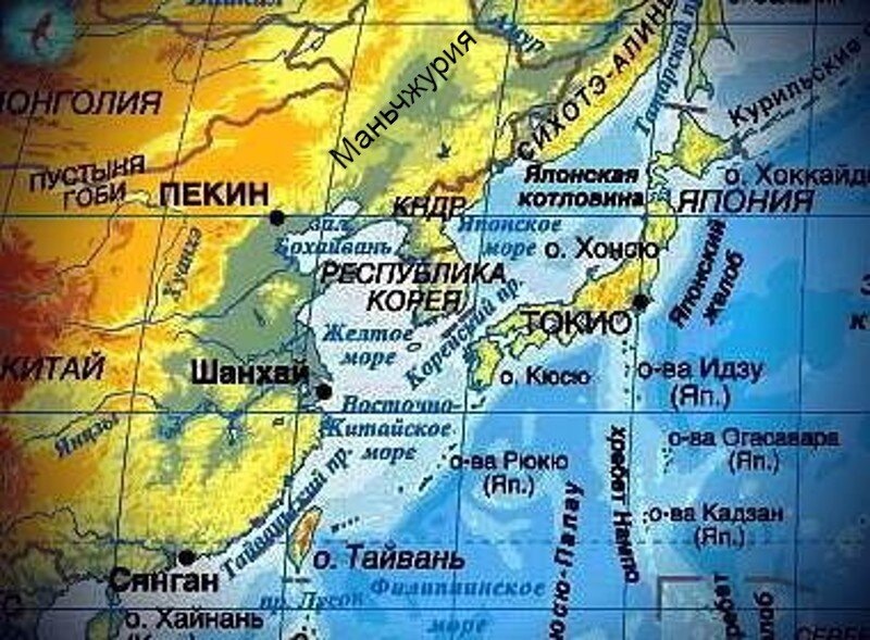 Более светлым цветом окращены мелкие моря