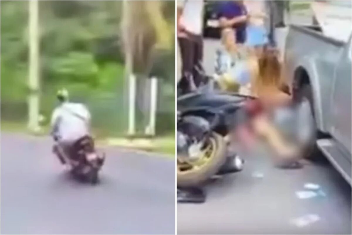    Девушка вылетела на встречную полосу.