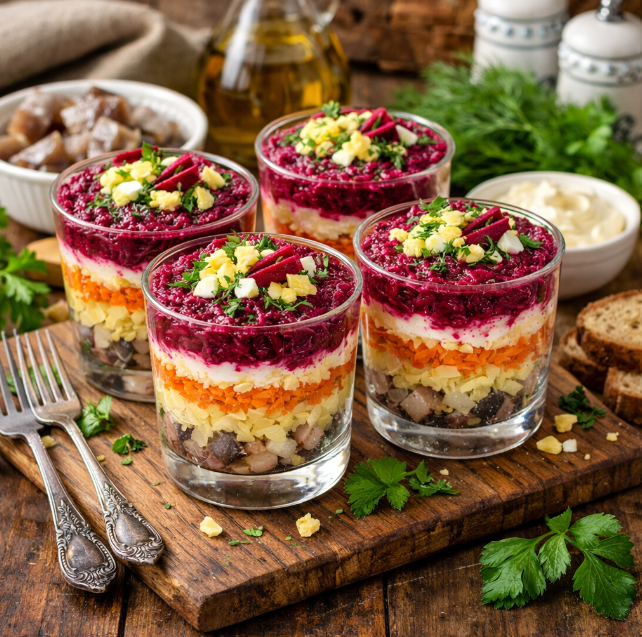 Сельдь под шубой порционно рецепты от Дарики