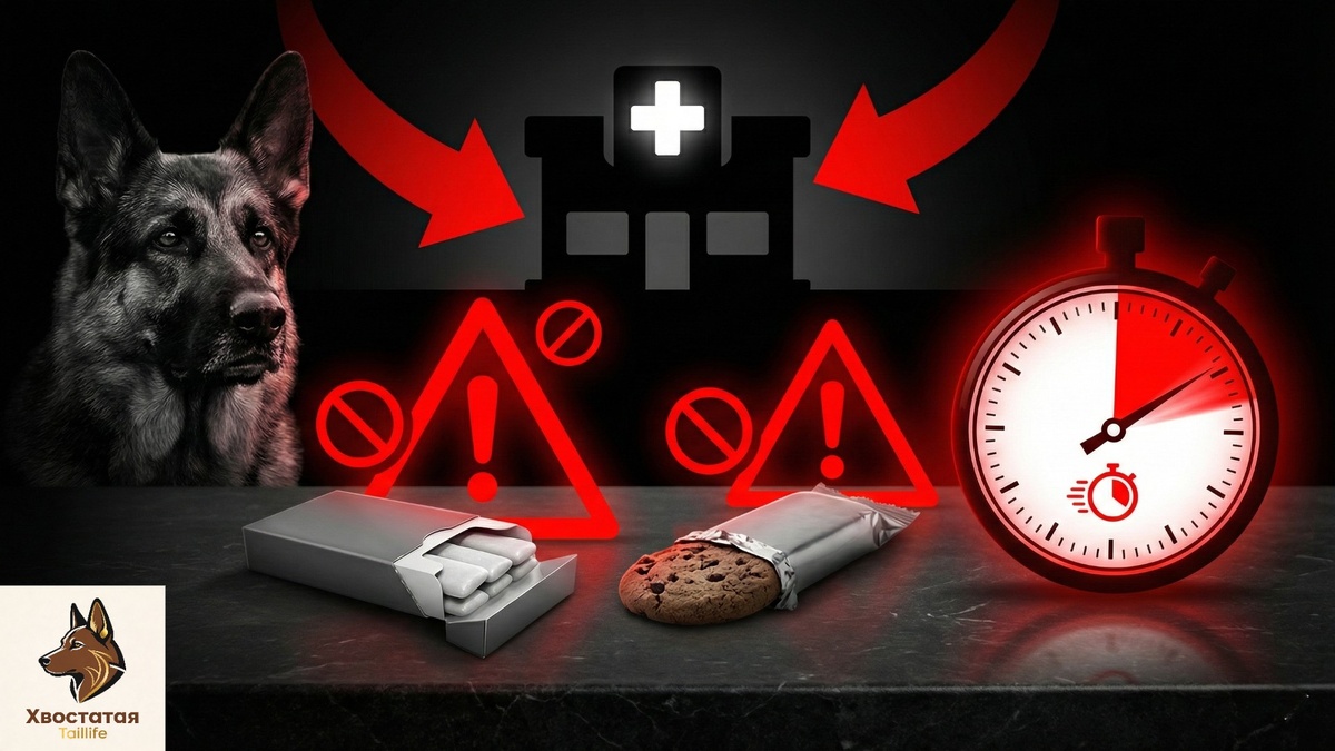 Ксилитол в жвачке и сладостях — экстренная опасность для овчарки: счёт идёт на минуты.