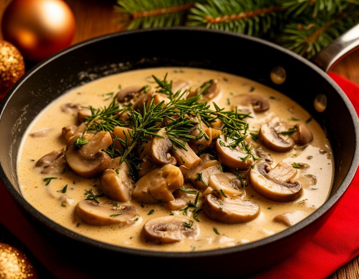 Грибы в сливках — универсальное кето-блюдо, которое идеально дополняет новогодний стол