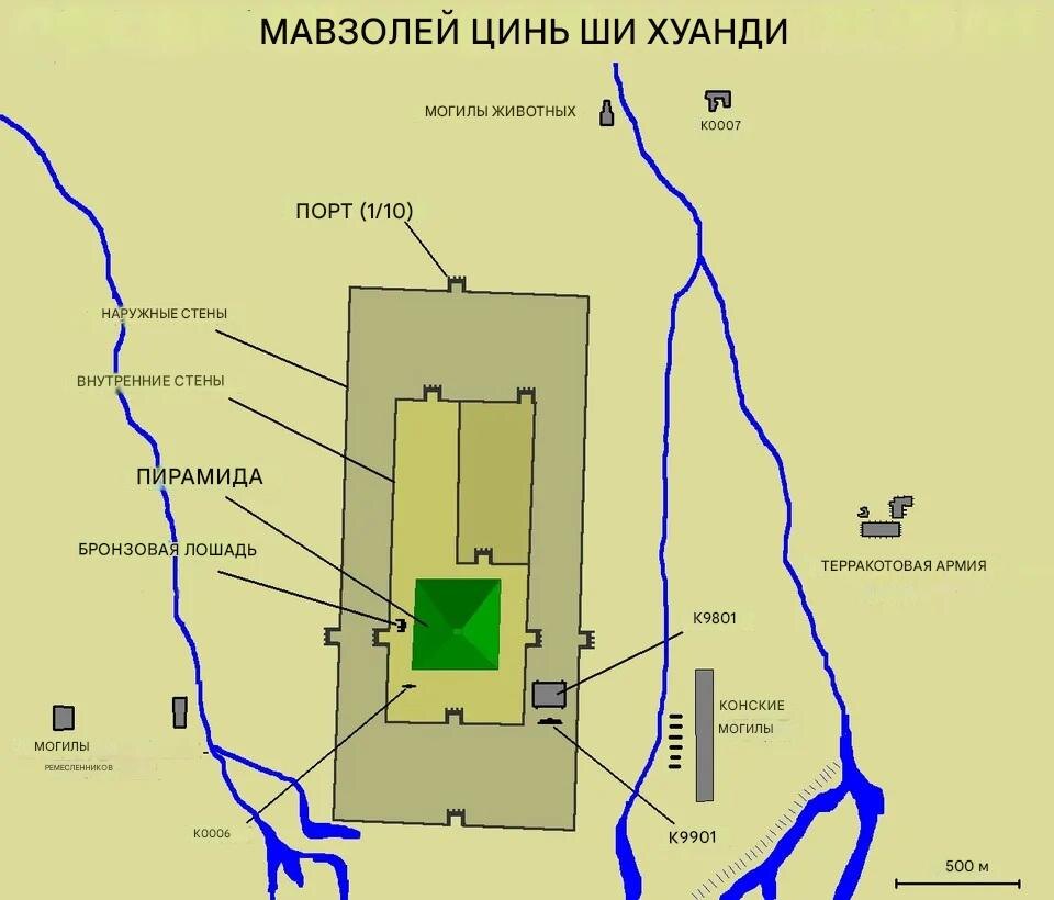 Примерный план мавзолея Цинь Шихуана.