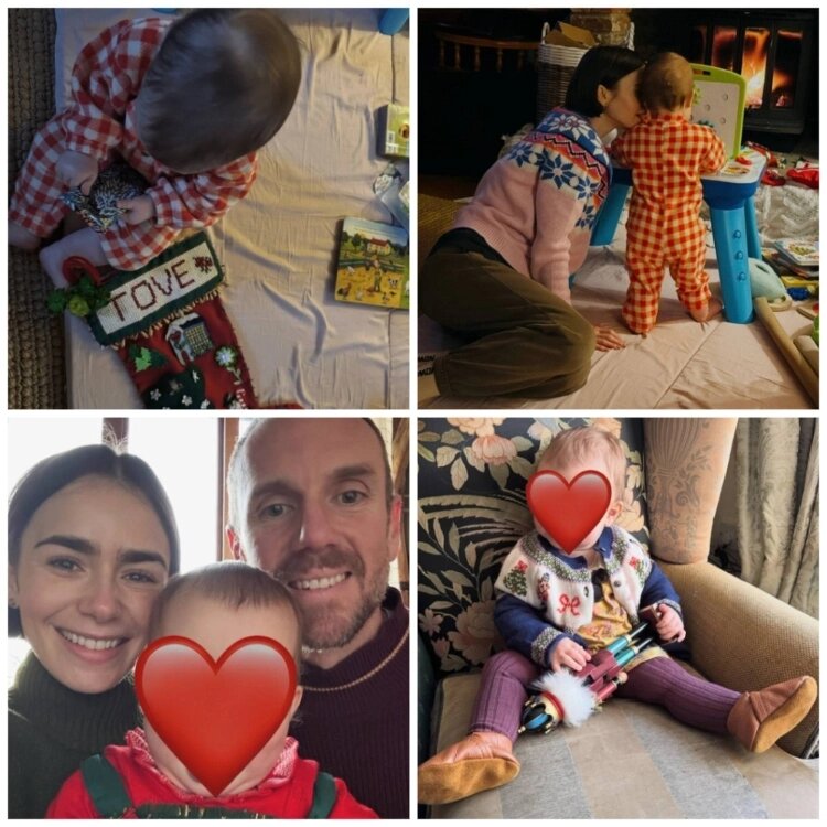 Лили Коллинз с мужем впервые отметили Рождество в статусе родителей. Фото: Instagram Лили Коллинз (запрещенная в России соцсеть; принадлежит компании Meta, признанной экстремистской организацией и запрещенной в РФ)📷
