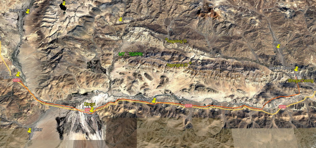 Маршрут ЦАЭ Рерихов Дагчо/Daque – Тингри (Старый Тингри) – Мемо/Meimu – Шекар Дзонг (Новый Тингри)