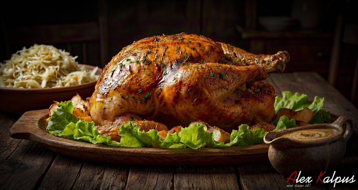 Рождественская индейка с яблоками по-грузински