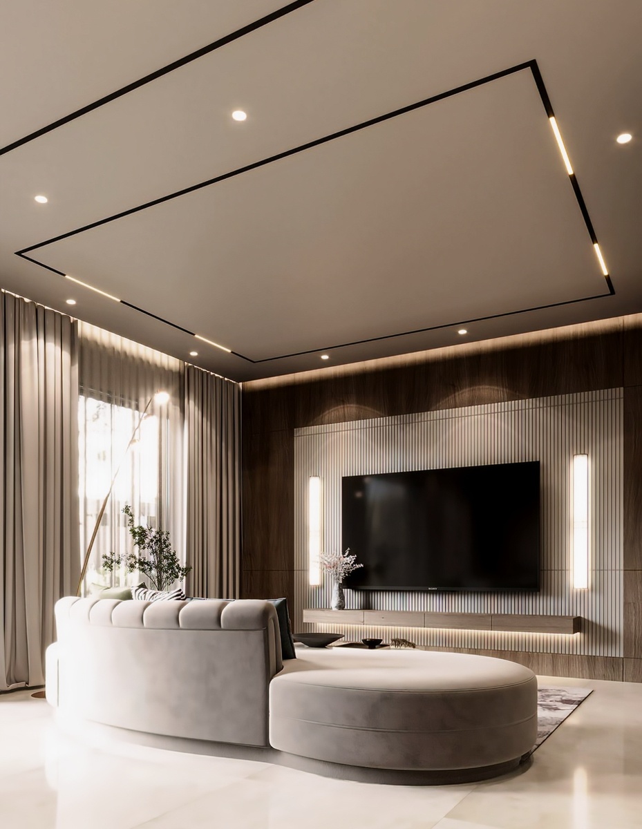 Интерьер с натяжным потолком