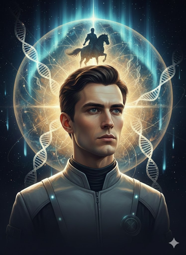 "Пробуждение Ноосферы: Отражение Белого Всадника", иллюстрация создана сетью Джемини