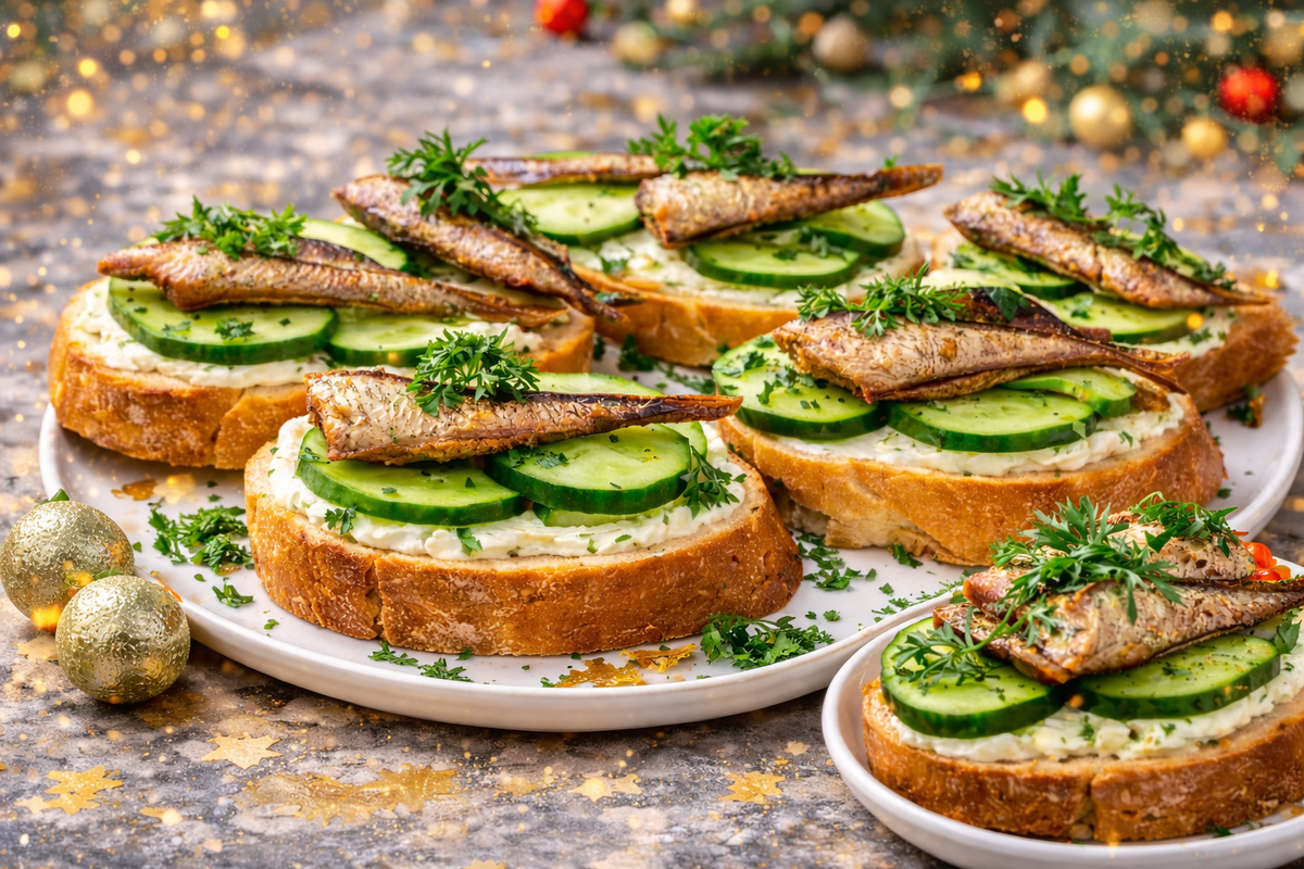 Шпроты с огурцом