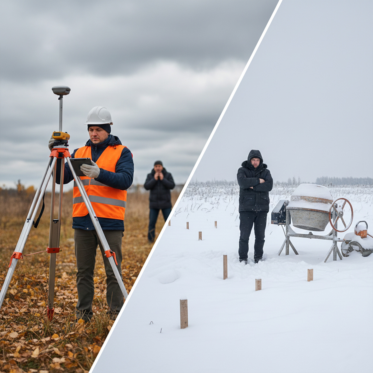 Геодезия фундамента до морозов