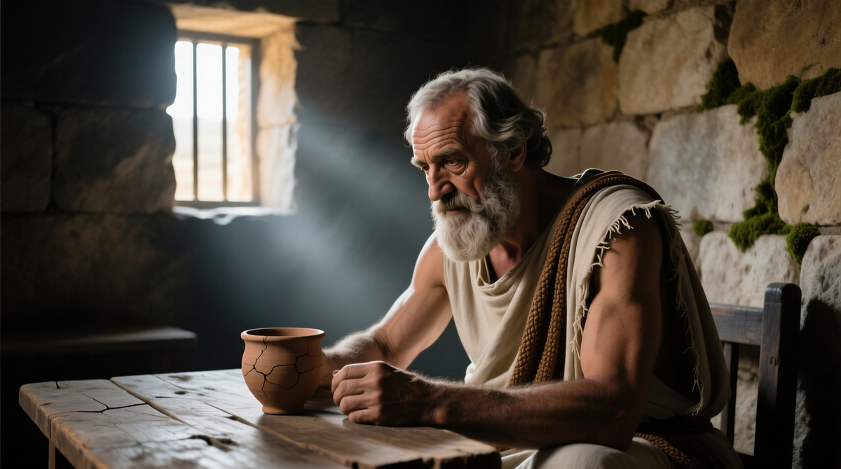 Сократ перед казнью. Его выбор — не поражение, а акт верности собственным принципам и законам, которые он критиковал.