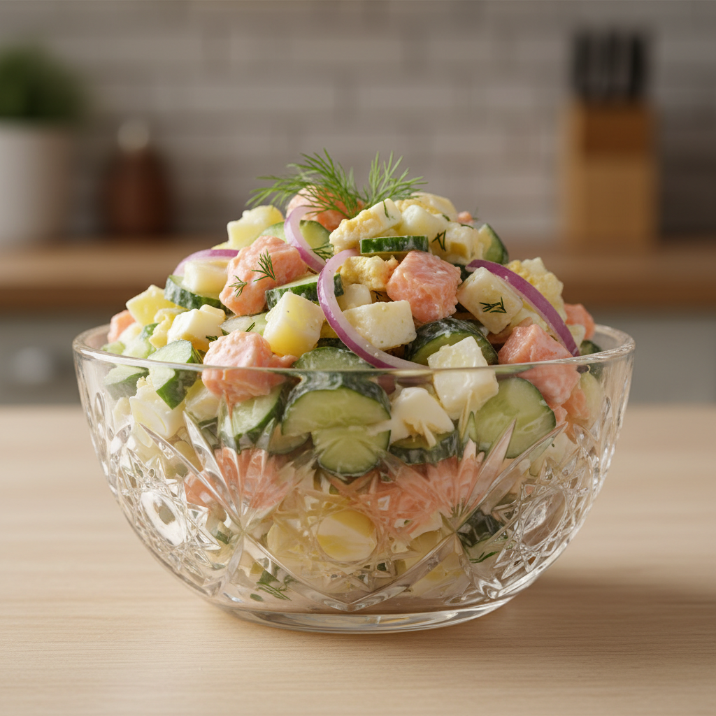 Салат из консервированной рыбы и огурца