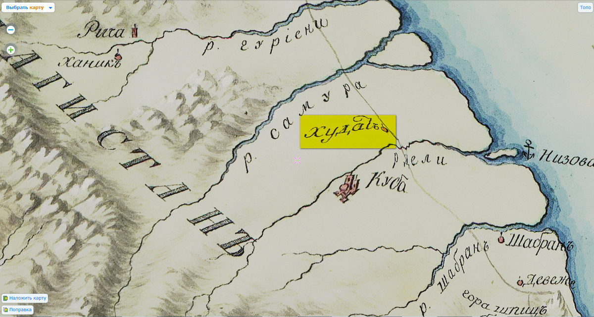 На фото: Худат_Карта Каспийского моря 1813 года.