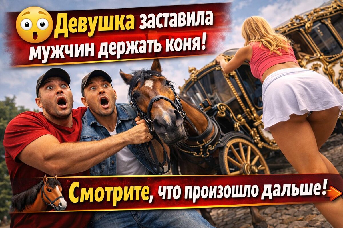 😂 Мужики в ауте: девушка попросила держать коня и… смех обеспечен! 🐴💥