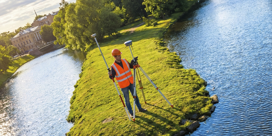От какой точки начинать, если участок окружен водой со всех сторон?