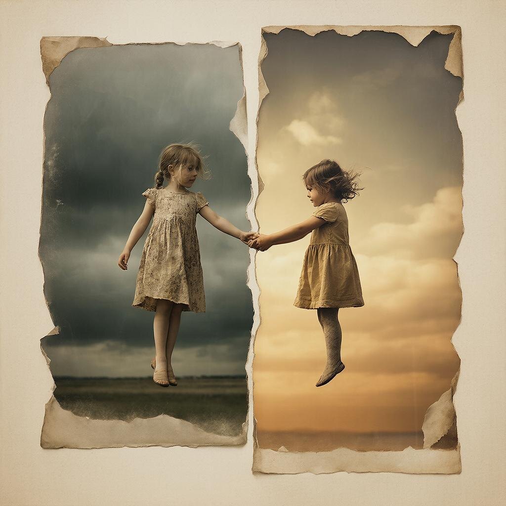 Одна старая фотография. Две разные реальности. Когда она начала рваться, оказалось, мы уже давно смотрим в разные стороны. 📸✨