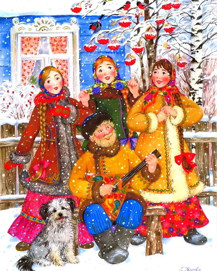 Весёлые и красочные новогодние сюжеты в живописи художницы Елены Уваровой.