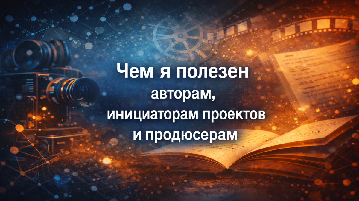 Титульная иллюстрация к статье Олега Лубски "Про полезность | Пригодится, или Чем я полезен авторам, инициаторам проектов и продюсерам" | © авторы коллажа — ChatGPT5.2 & Олег Лубски 2025