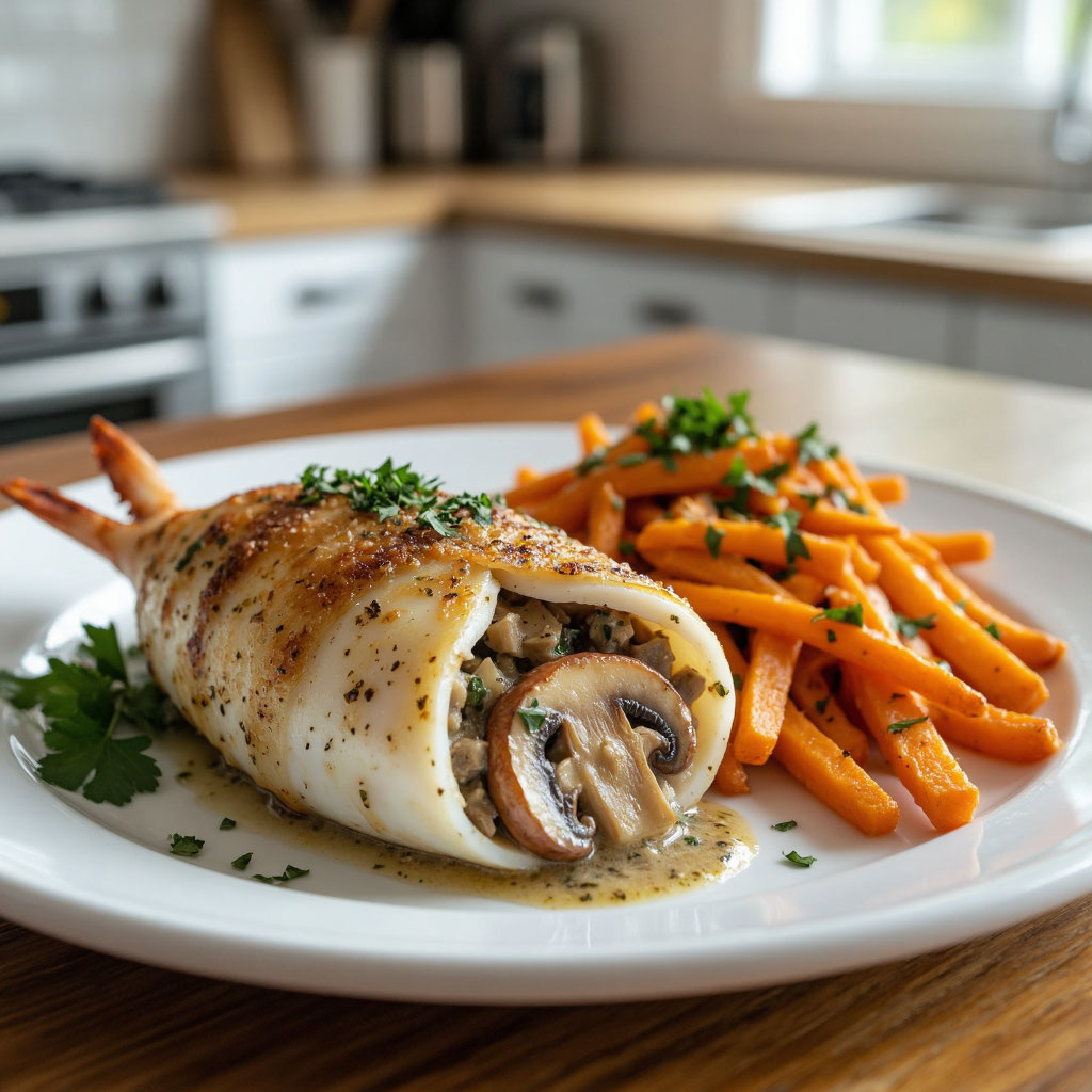 🦑 Кальмары, фаршированные грибами с сыром: изысканное блюдо для особого случая 🧀