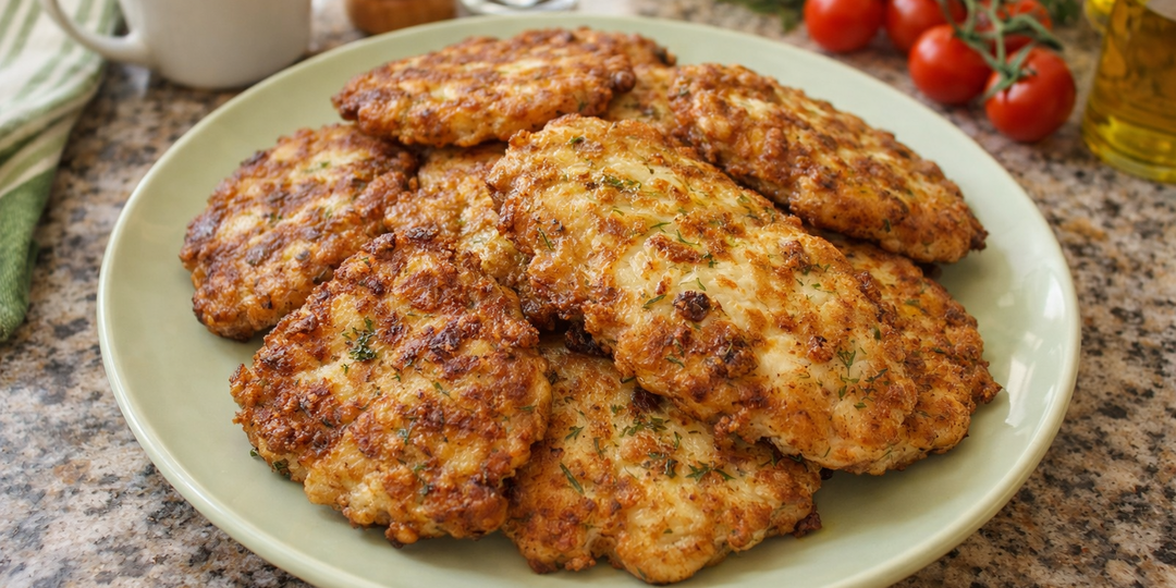 Куриные оладушки с плавленым сыром