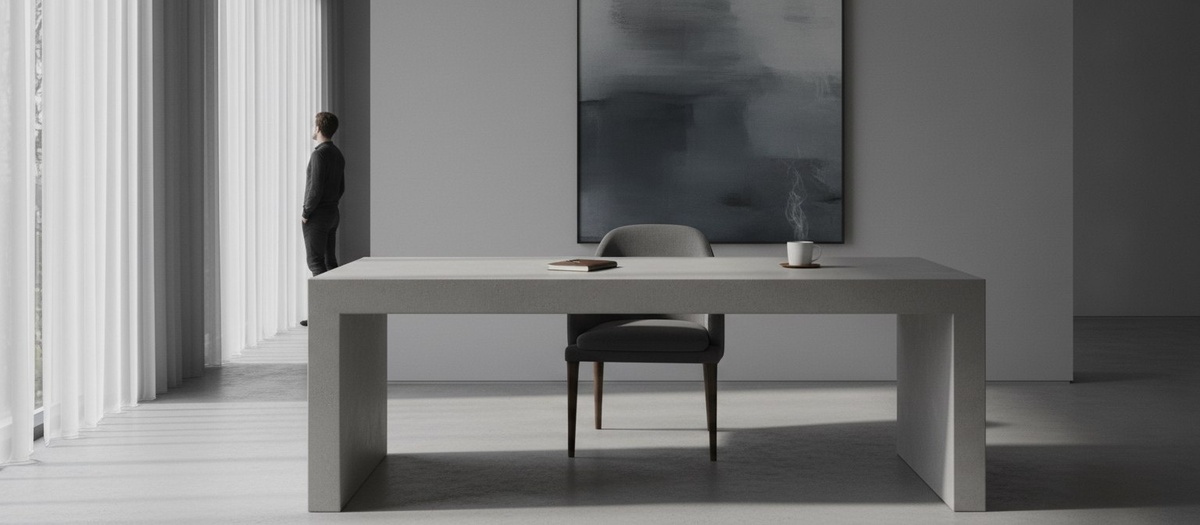 Рабочее пространство без суеты: начало года, тишина и ощущение концентрации перед принятием решений.