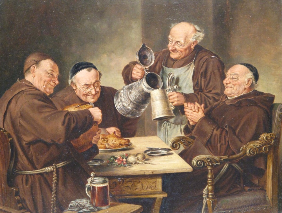 Э. Грютцнер "Обед монахов".