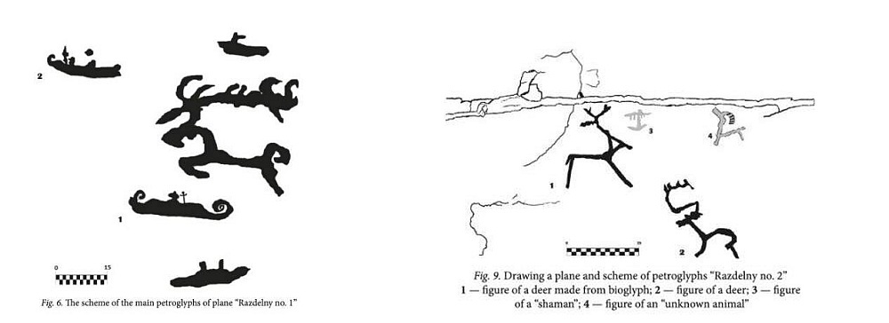    Графическая прорисовка найденных наскальных изображений из журнала "Скандинавская филология". / Фото: РГО