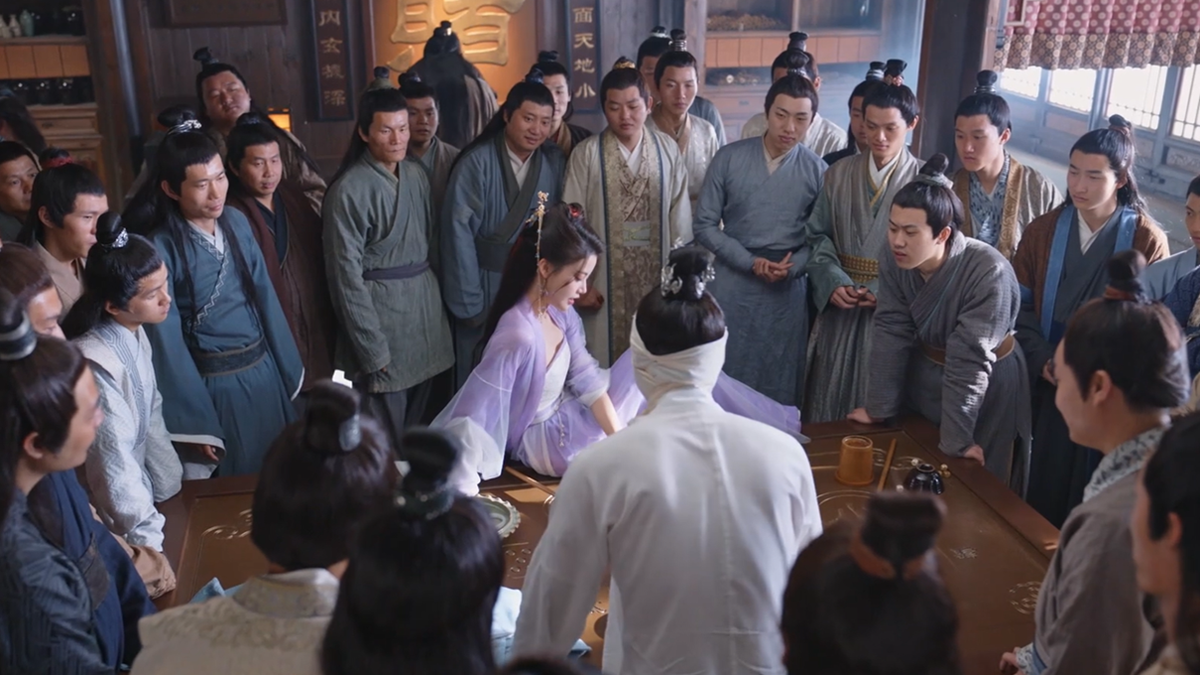 Игровой дом. Даже к девицам легкого поведения уважительное отношение. Скриншот из китайского сериала «Светлый пепел Луны» дорама 2023 года. 