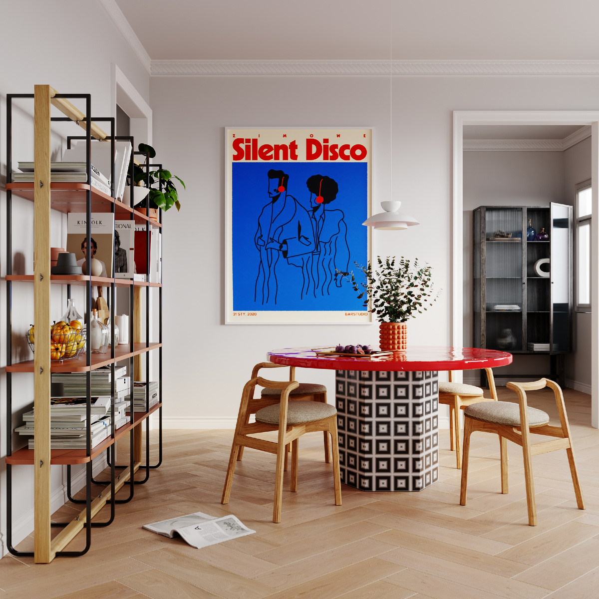 Табурет МОН и книжный стеллаж ХИЗА от мастерской дизайнерской мебели ПОДХОЖУ