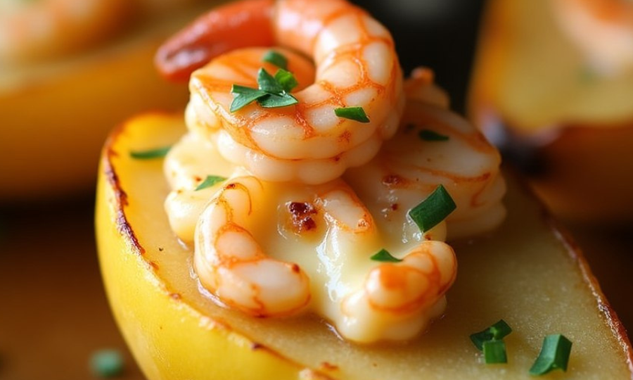 Груша с сыром и креветками — праздничный рецепт за 15 минут