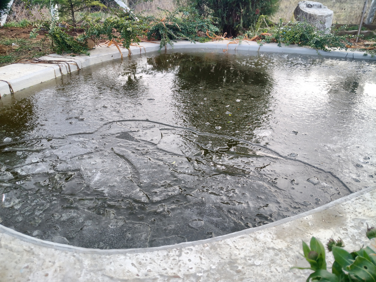 Пробитая полынья замёрзла уже через час!